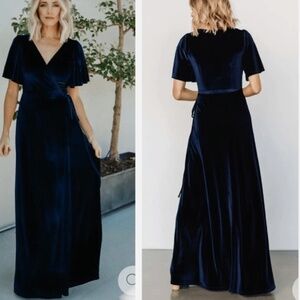 Baltic Born Navy Blue Meghan Velvet Whimsigoth Witchy Wrap Maxi Dress Size XXXL